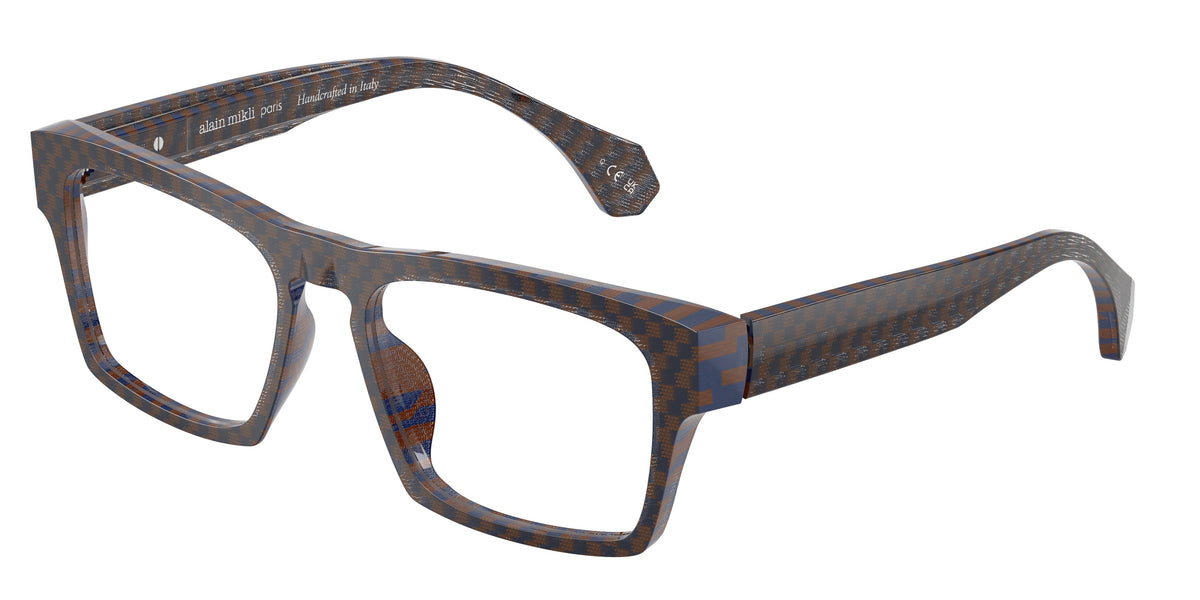 Alain Mikli A03508X New Damier Blue Brown Eyeglasses