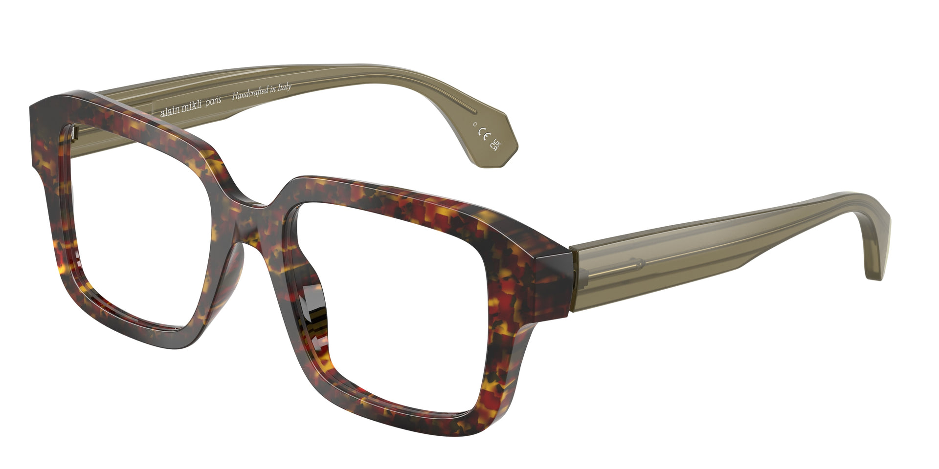 Alain Mikli A03538 Damier Havana Opal Yellow Eyeglasses