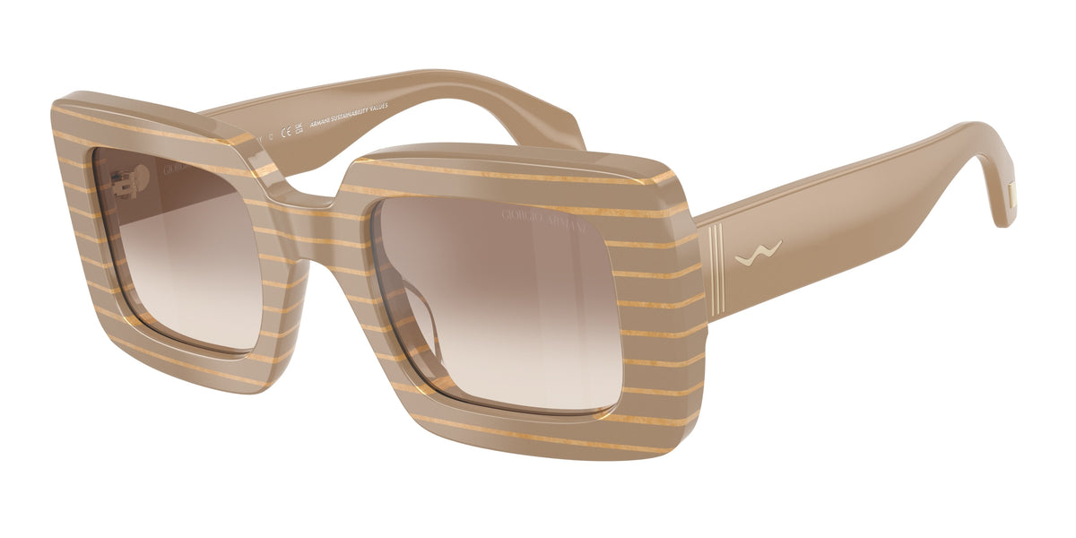 Giorgio Armani AR8241U Striped Beige/Gold Block Sunglasses