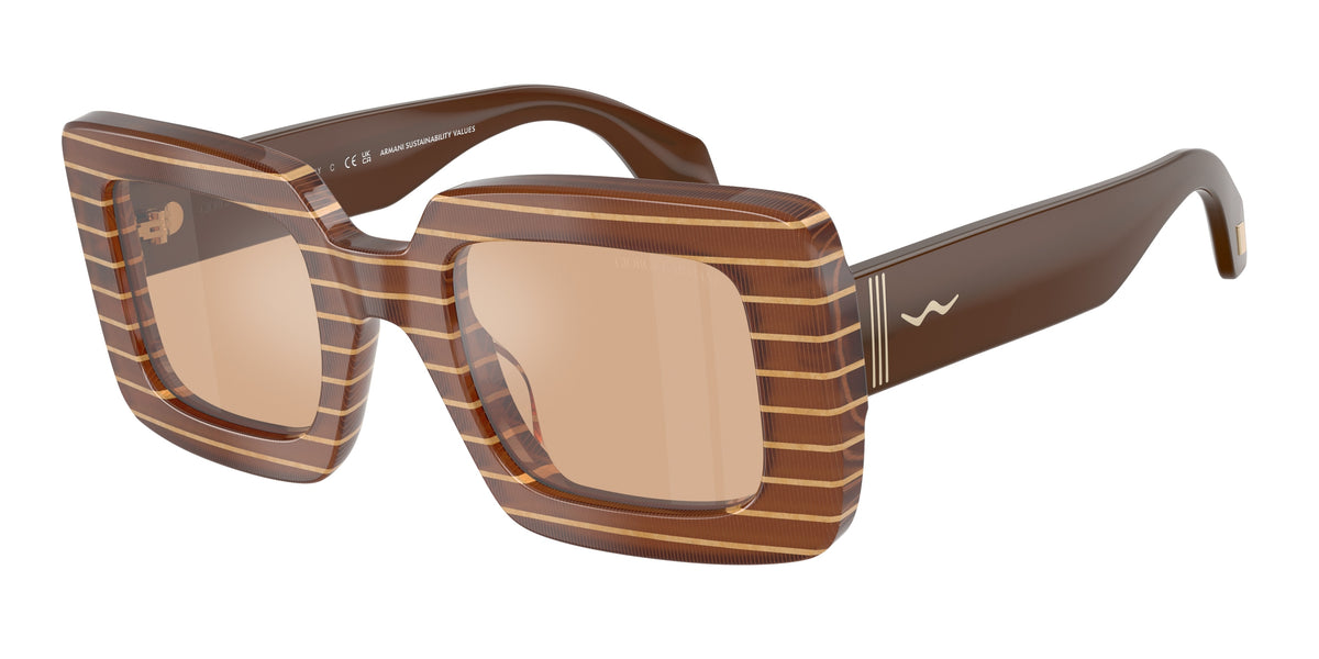Giorgio Armani AR8241U Striped Peach/Gold Block Sunglasses