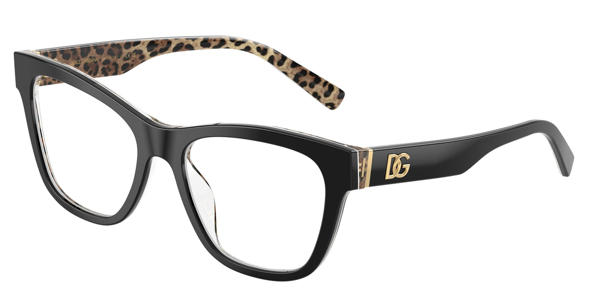 Dolce&Gabbana DG3430 Black On Leo Brown Eyeglasses
