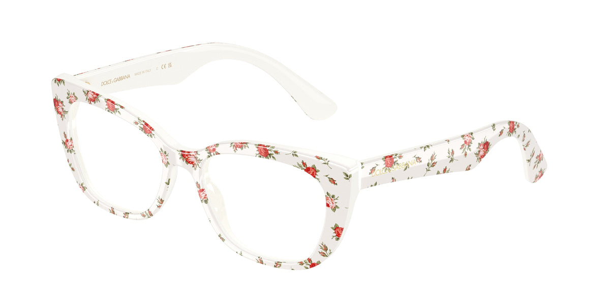 Dolce&Gabbana DX3357 Print White Roses Eyeglasses Kids
