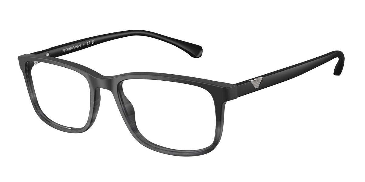 Emporio Armani EA3098 Matte Black & Striped Grey Eyeglasses