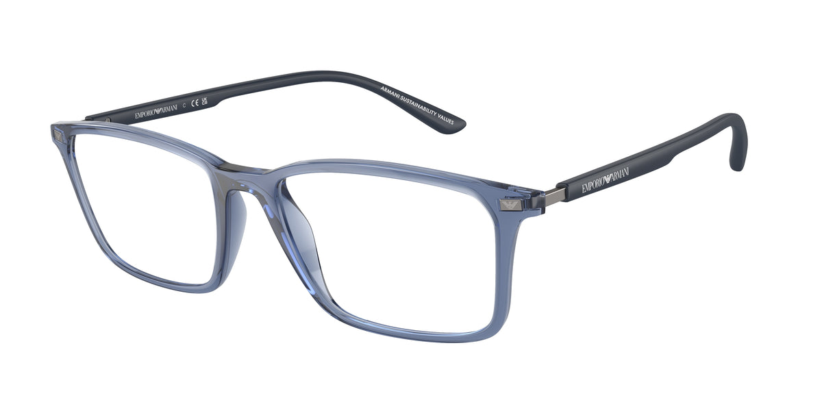 Emporio Armani EA3237 Shiny Transparent Blue Eyeglasses