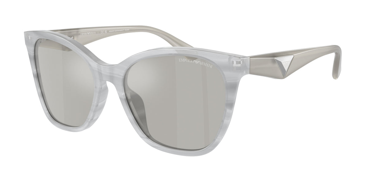 Emporio Armani EA4222U Shiny Striped Grey Sunglasses