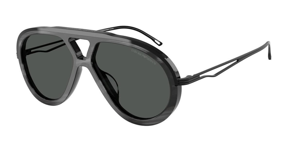 Emporio Armani EA4242U Shiny Striped Grey Sunglasses