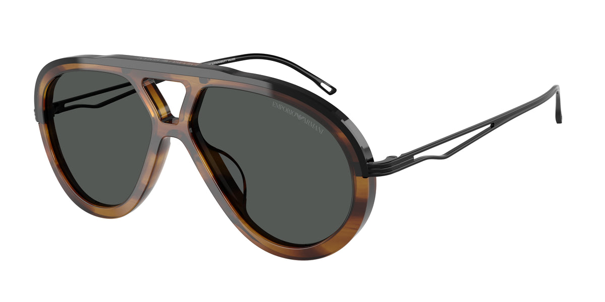 Emporio Armani EA4242U Shiny Striped Brown Sunglasses