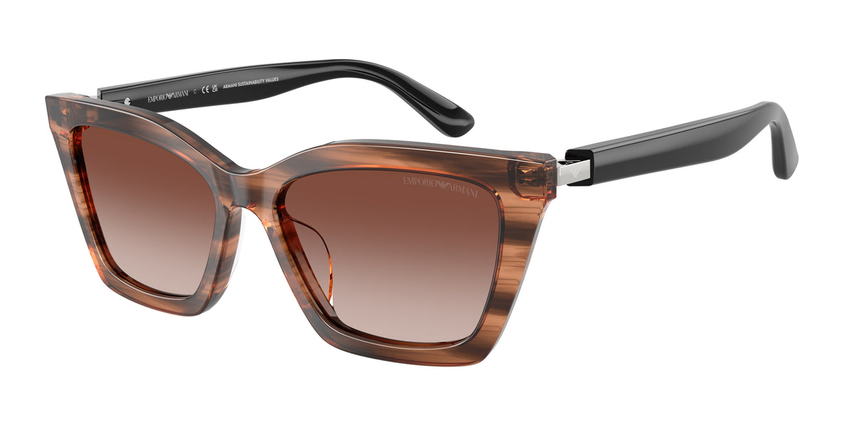 Emporio Armani EA4250U Shiny Striped Brown Sunglasses