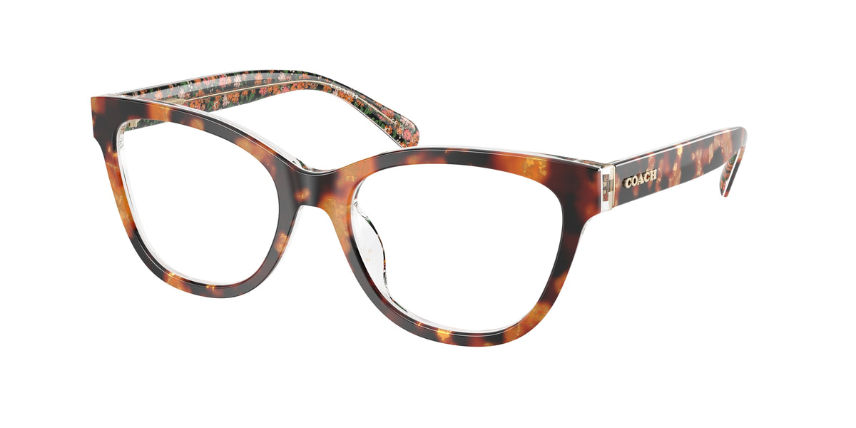 Coach HC6249U Amber Tortoise/Orange Floral Eyeglasses