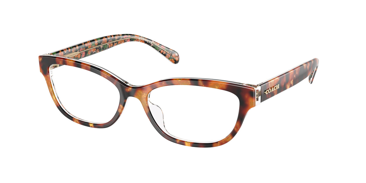 Coach HC6250U Amber Tortoise/Orange Floral Eyeglasses