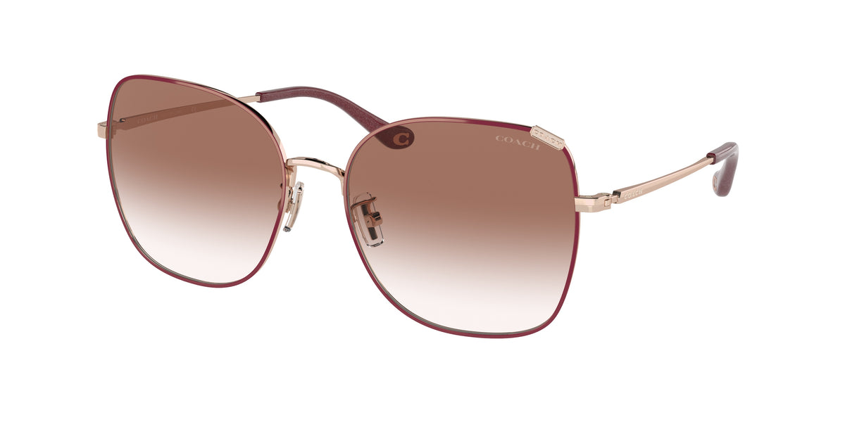 Coach HC7133 Shiny Rose Gold/Burgundy Front Sunglasses