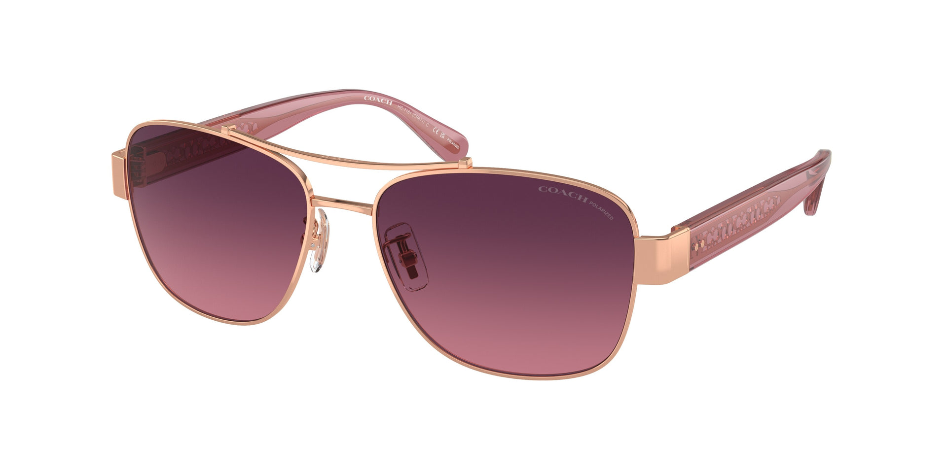 Coach HC7161 Shiny Rose Gold Sunglasses