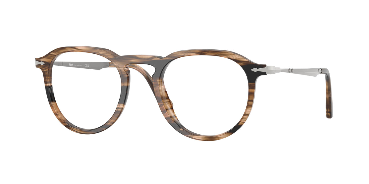 Persol PO3387V Striped Black & Greish Brown Eyeglasses
