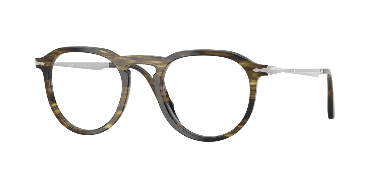 Persol PO3387V Striped Black & Olive Green Eyeglasses