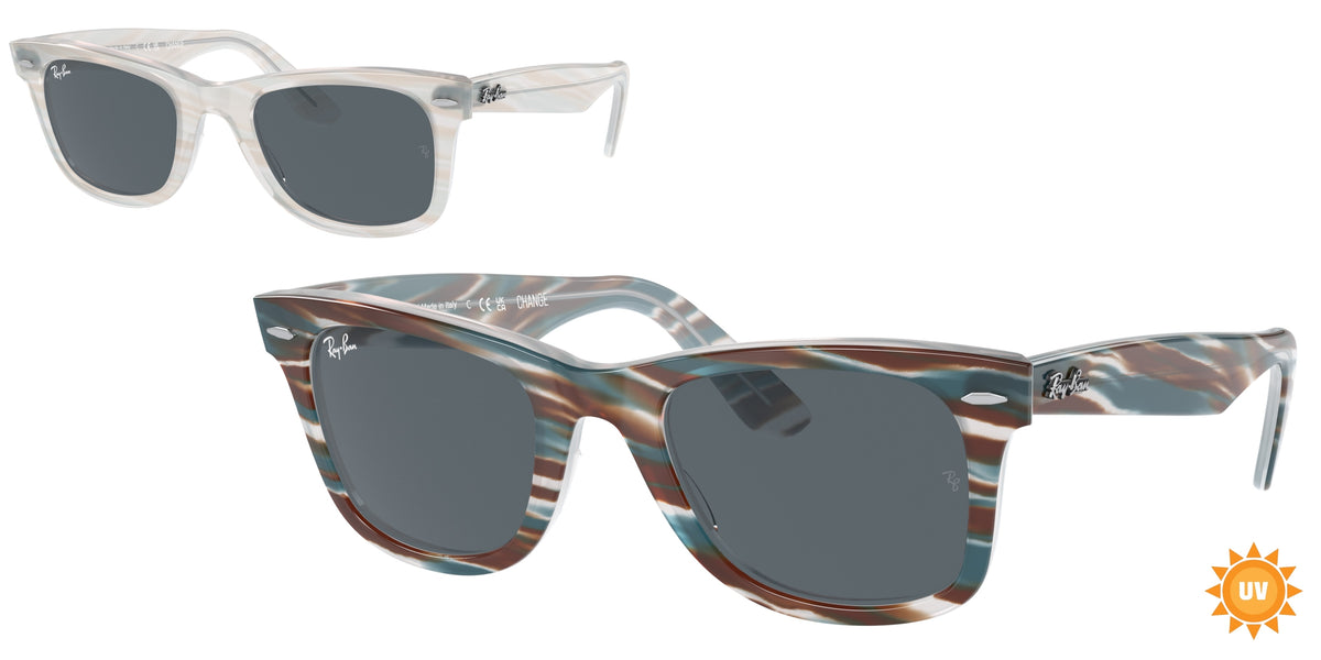 Ray-Ban RB2140 Photo Striped Light Blue Sunglasses