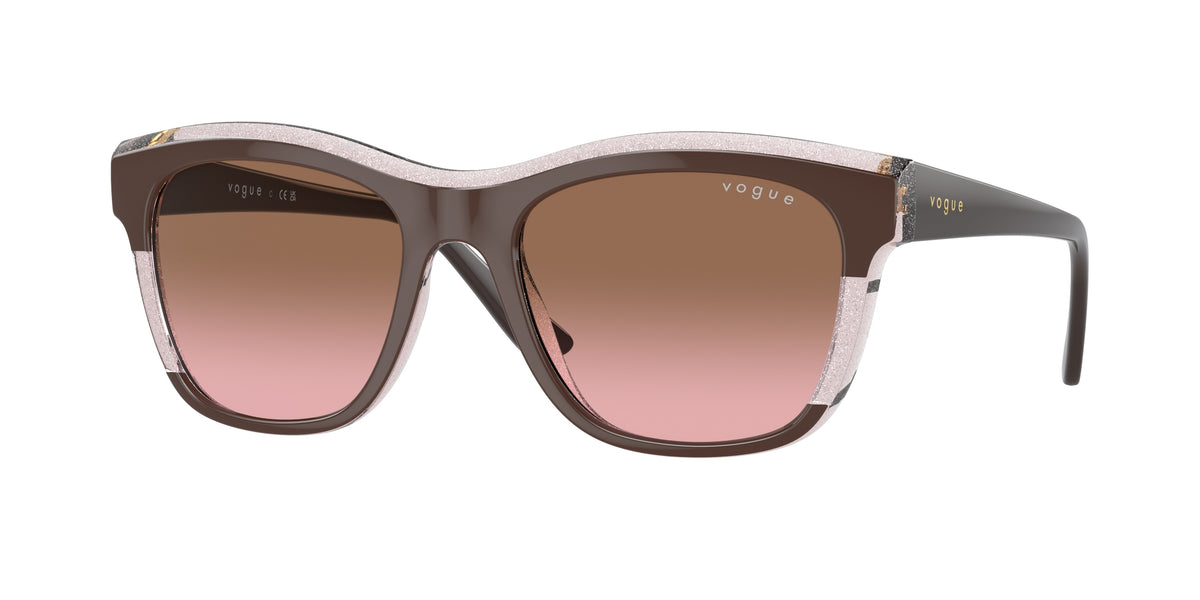 Vogue Eyewear VO5557S Brown/Transparent Rose Glitter Sunglasses