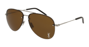 Saint Laurent CLASSIC 11 M Sunglasses - Silver / Brown (002)