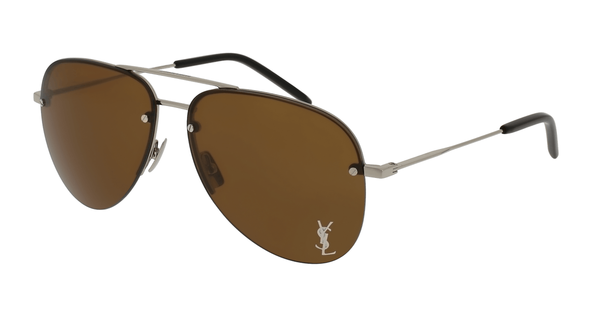 Saint Laurent CLASSIC 11 M Sunglasses - Silver / Brown (002)
