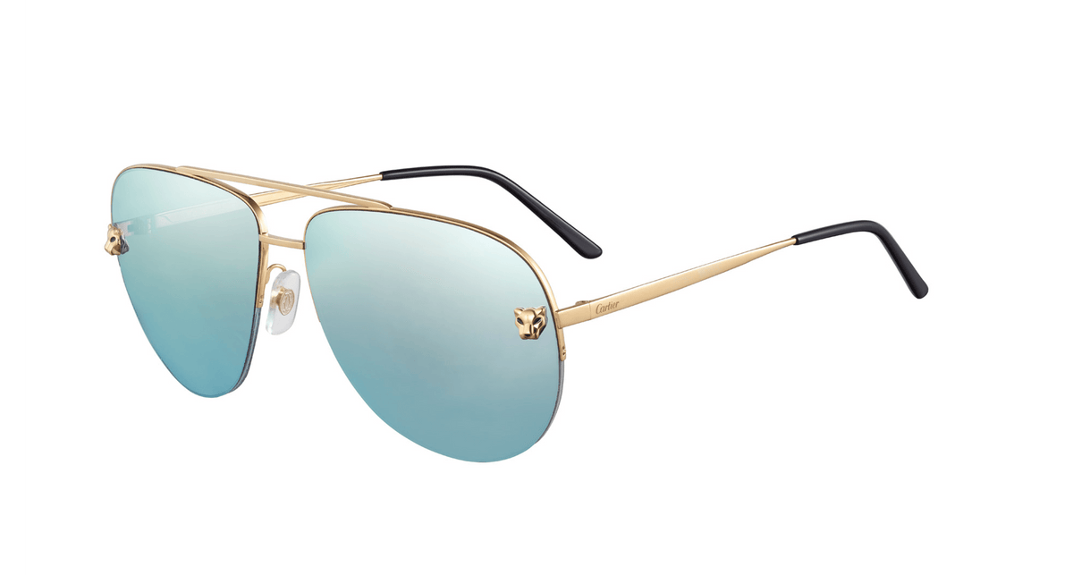 Cartier CT0065S Sunglasses - Gold / Light Blue (006)