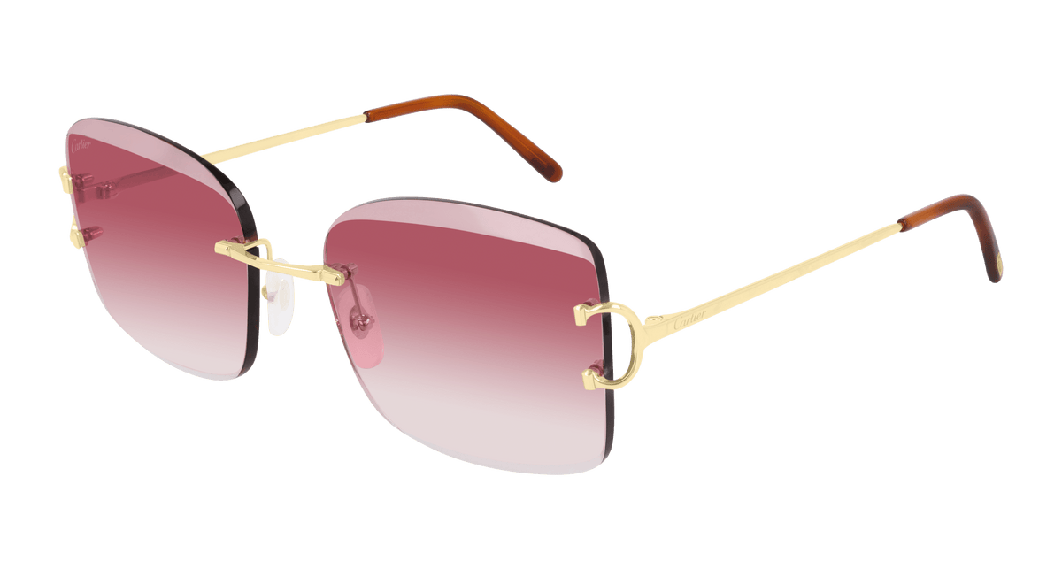 Cartier CT0007RS Sunglasses - Gold / Red (001)