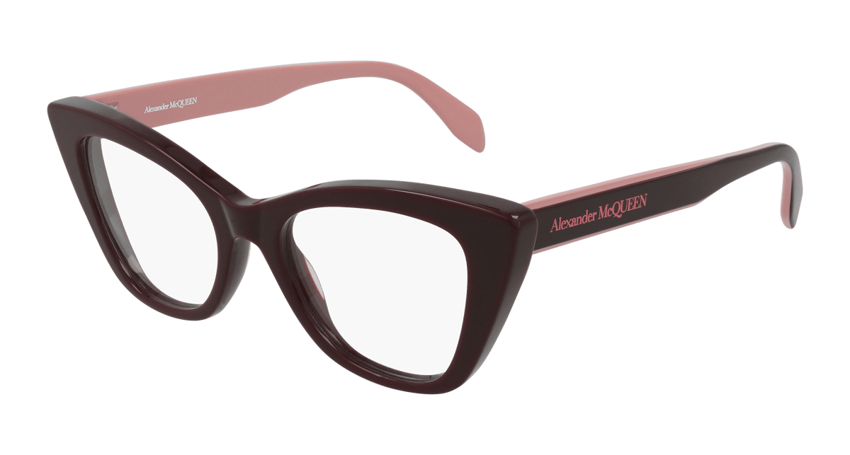 Alexander McQueen AM0305O Eyeglasses - Burgundy / Transparent (004)