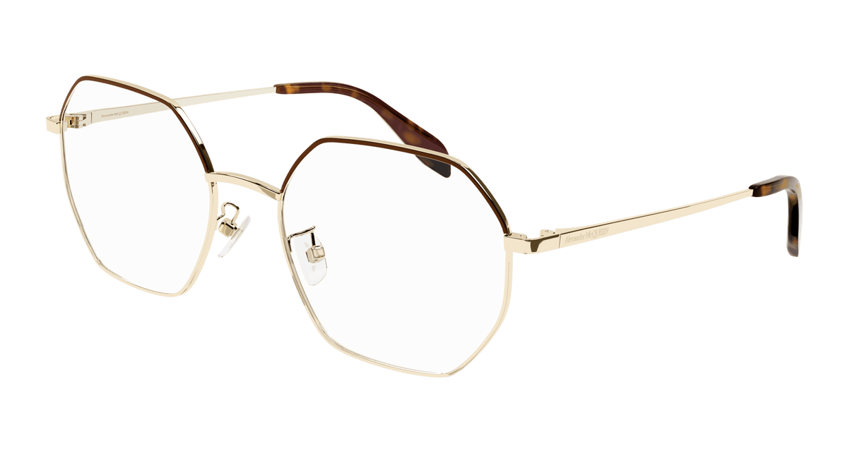 Alexander McQueen AM0338O Eyeglasses - Gold / Transparent (005)