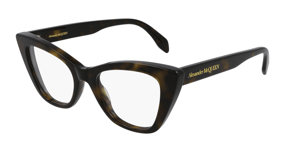 Alexander McQueen AM0305O Eyeglasses - Havana / Transparent (002)