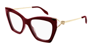 Alexander McQueen AM0376O Eyeglasses - Burgundy / Transparent (003)