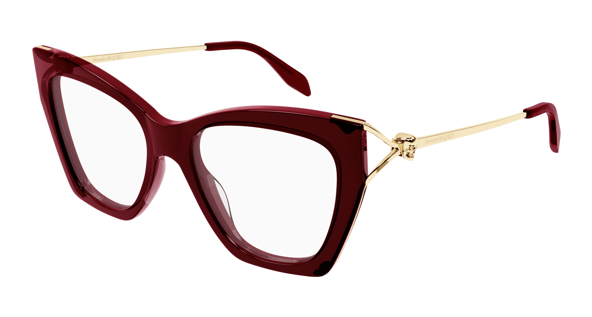 Alexander McQueen AM0376O Eyeglasses - Burgundy / Transparent (003)