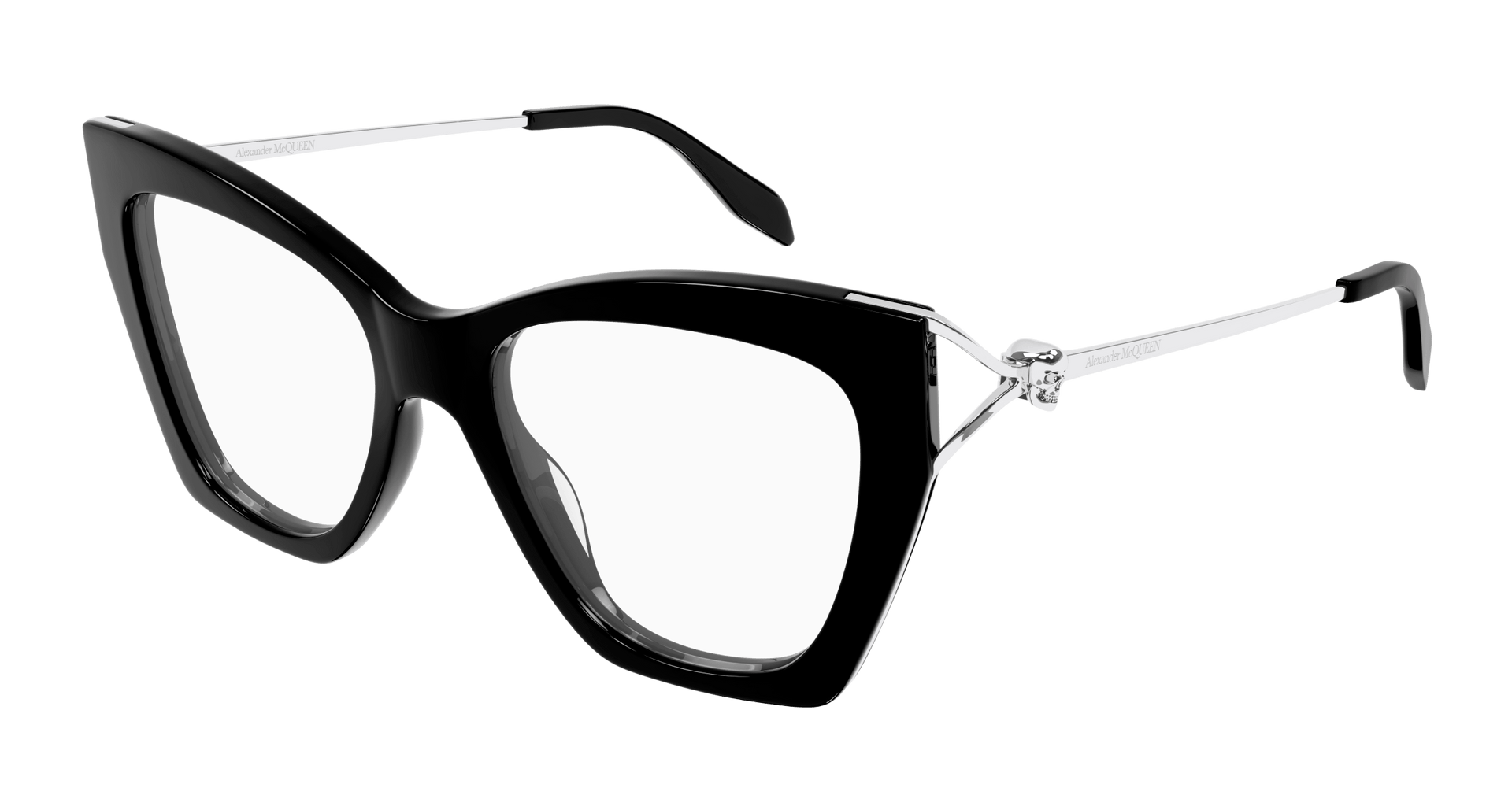 Alexander McQueen AM0376O Eyeglasses - Black / Transparent (001)