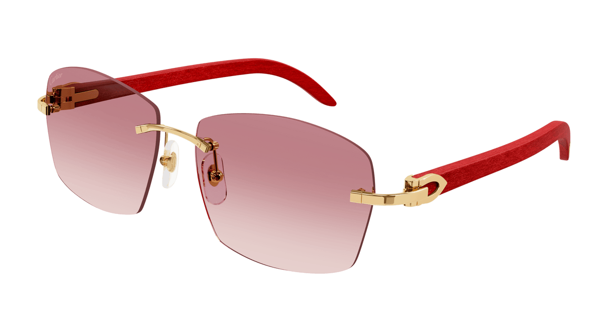 Cartier CT0039RS Sunglasses - Gold / Red (001)