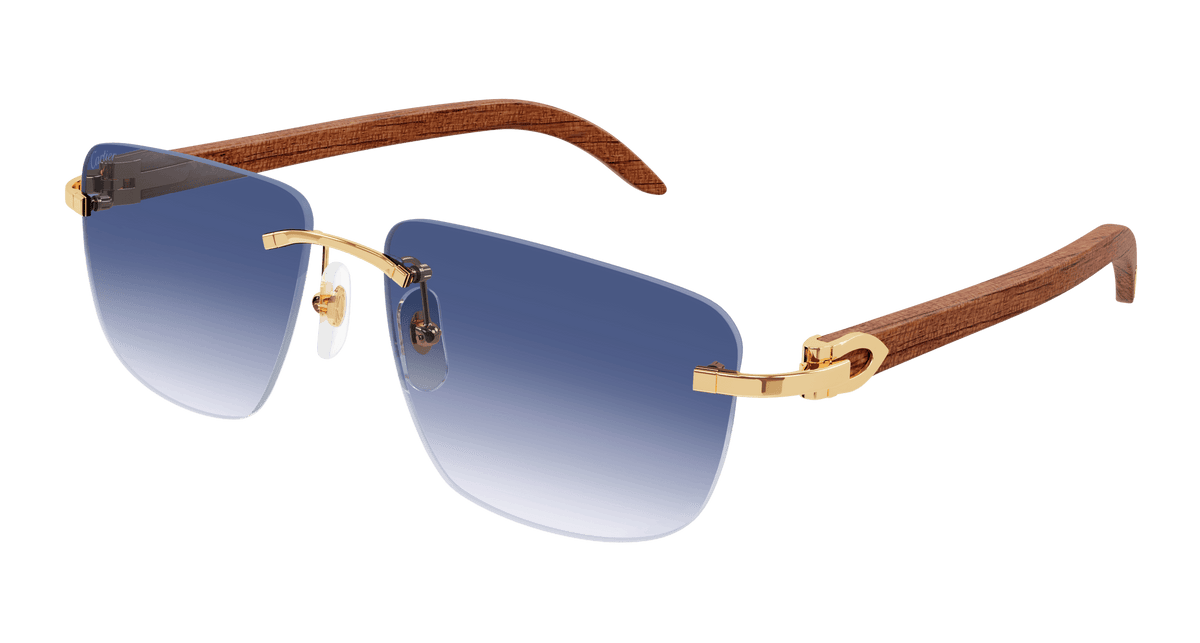 Cartier CT0040RS Sunglasses - Gold / Blue (001)