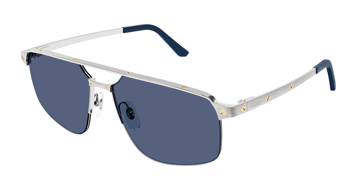 Cartier CT0385S Sunglasses - Silver / Blue (004)