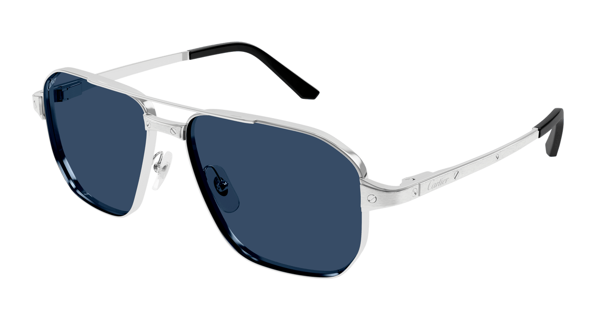 Cartier CT0424S Sunglasses - Silver / Blue (004)
