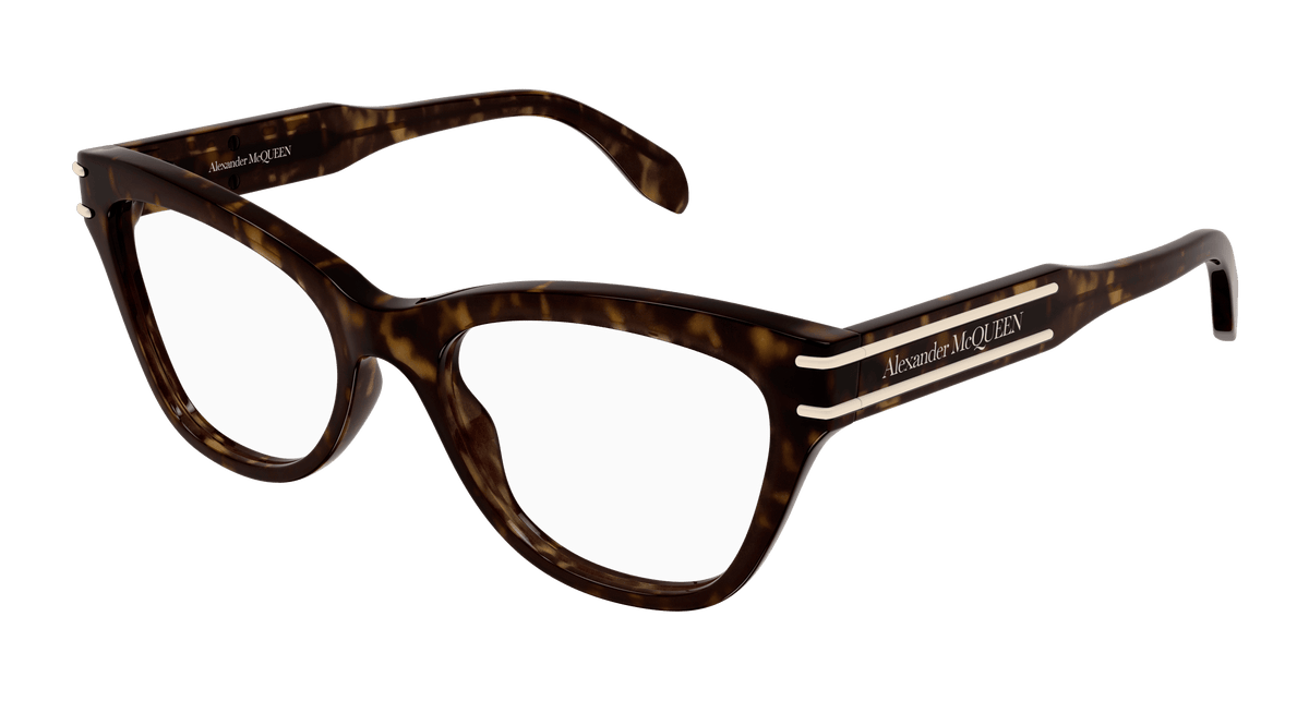 Alexander McQueen AM0401O Eyeglasses - Havana / Transparent (002)