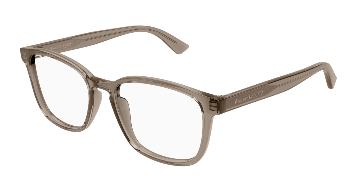 Alexander McQueen AM0462O Eyeglasses - Brown / Transparent (005)
