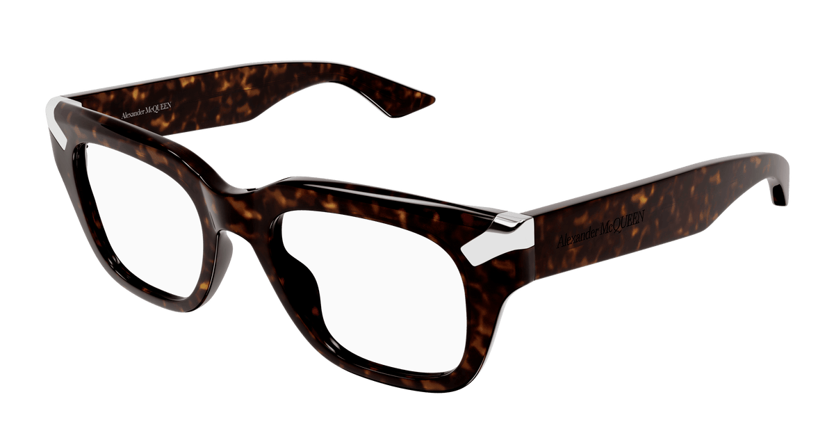Alexander McQueen AM0443O Eyeglasses - Havana / Transparent (002)