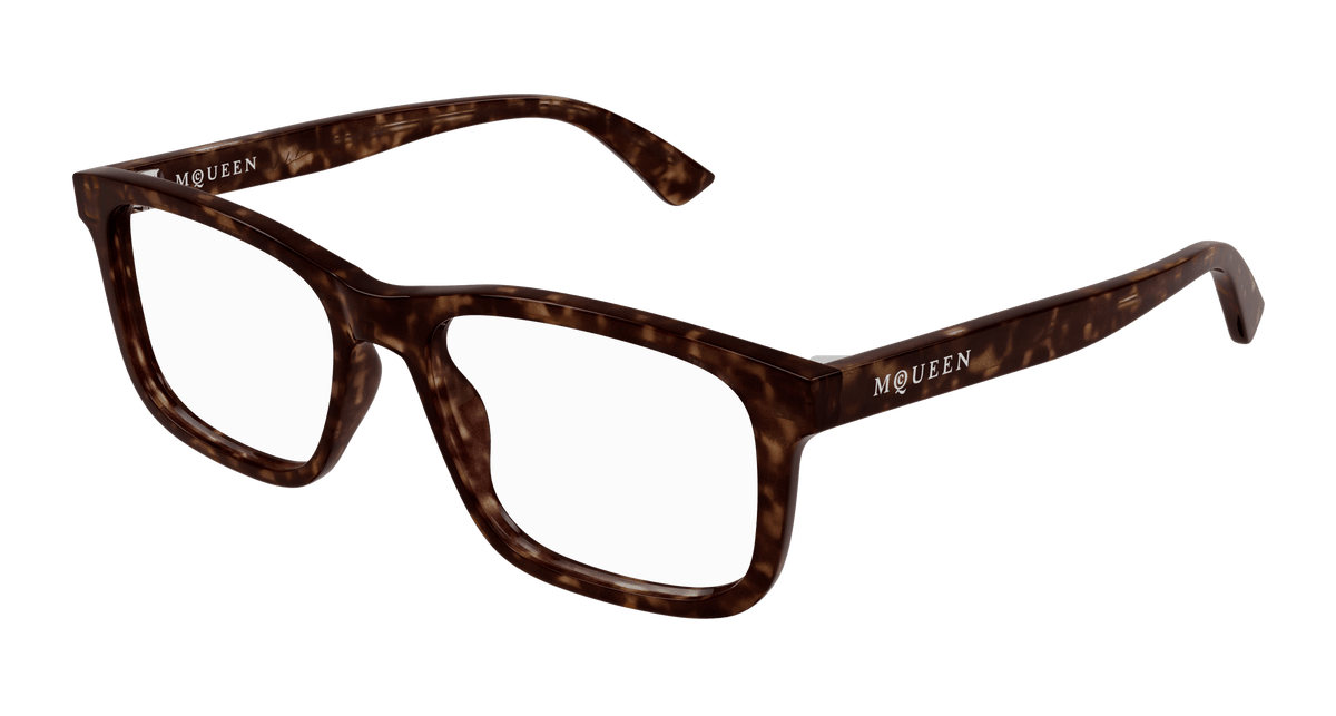 Alexander McQueen AM0486O Eyeglasses - Havana / Transparent (002)