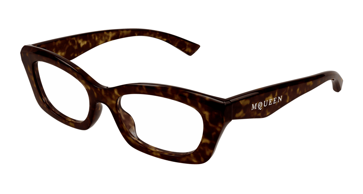 Alexander McQueen AM0474O Eyeglasses - Havana / Transparent (002)