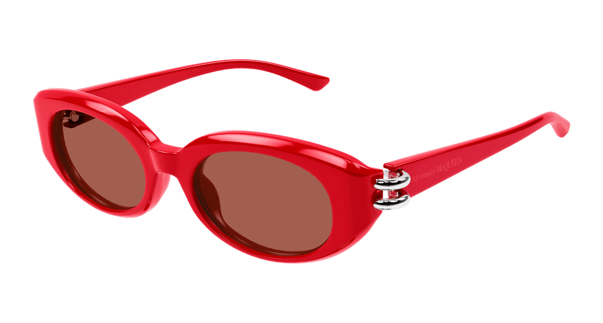 Alexander McQueen AM0469S Sunglasses - Red / Brown (003)