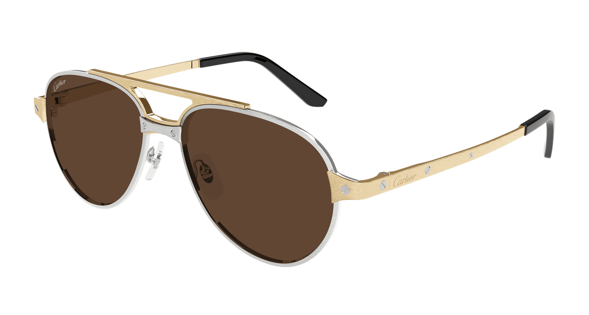 Cartier CT0476S Sunglasses - Silver / Brown (008)