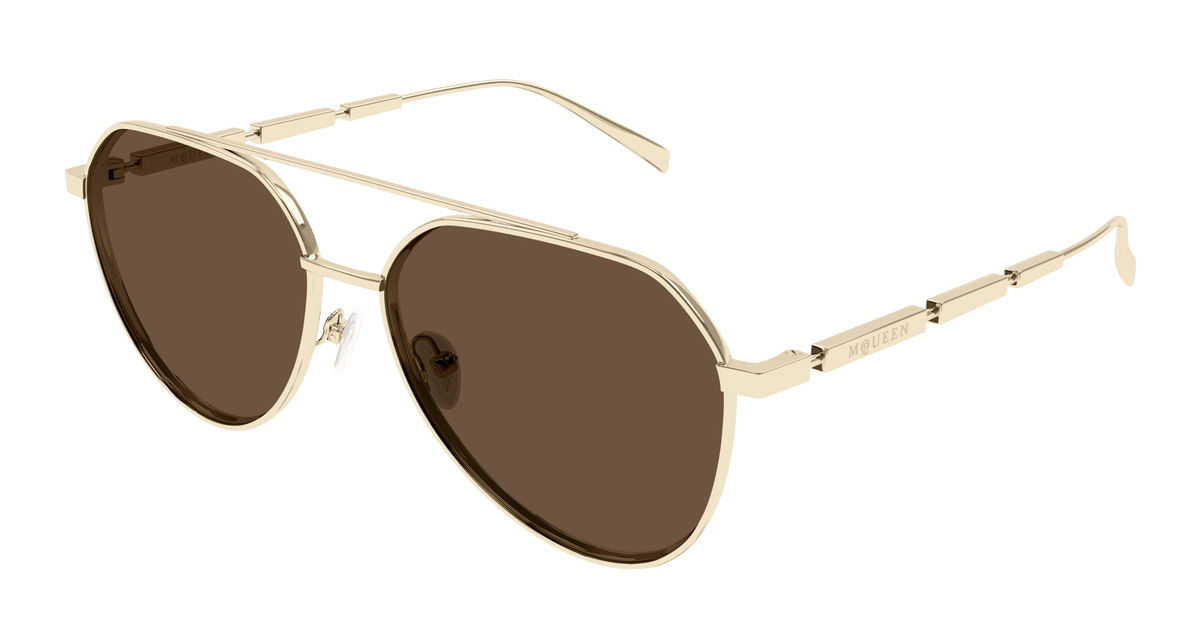 Alexander McQueen AM0478S Sunglasses - Gold / Brown (002)