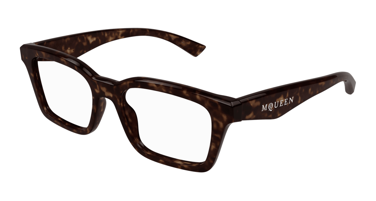 Alexander McQueen AM0476O Eyeglasses - Havana / Transparent (002)