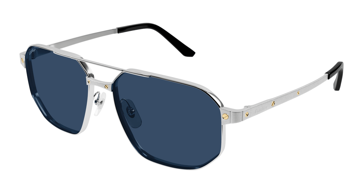 Cartier CT0462S Sunglasses - Silver / Blue (002)