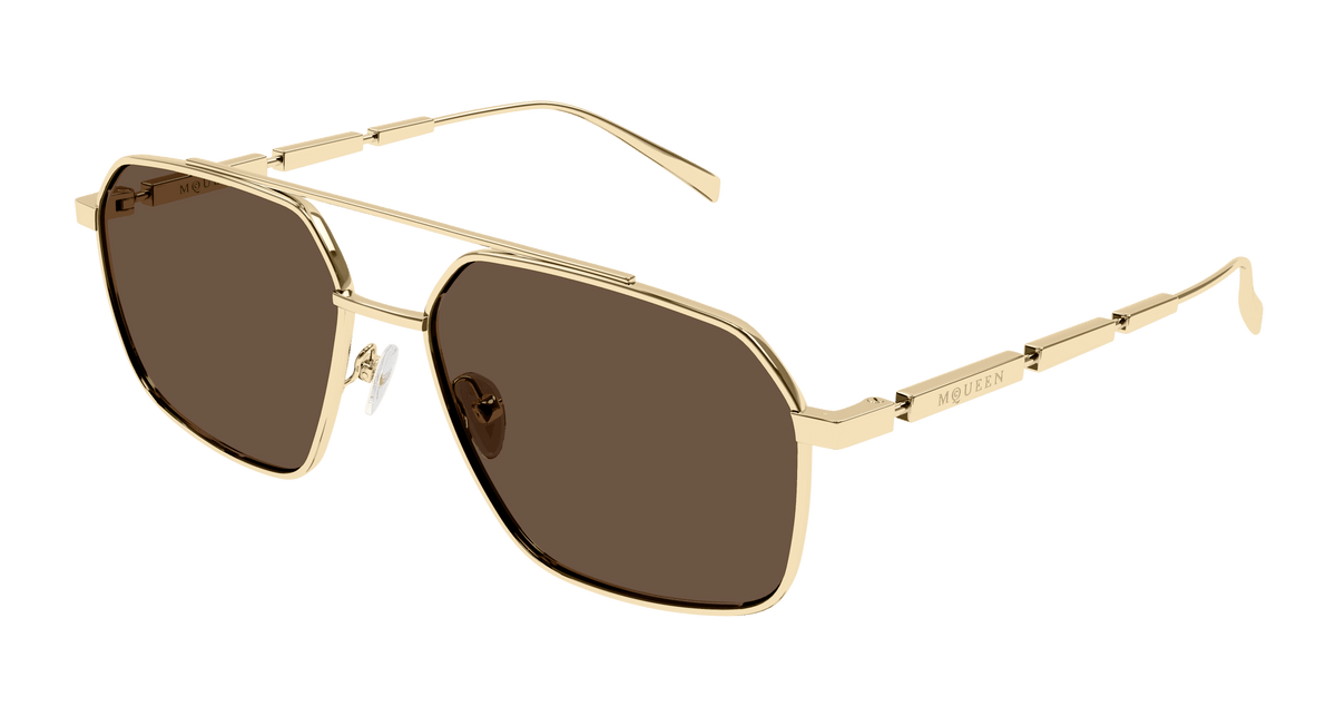 Alexander McQueen AM0477S Sunglasses - Gold / Brown (002)