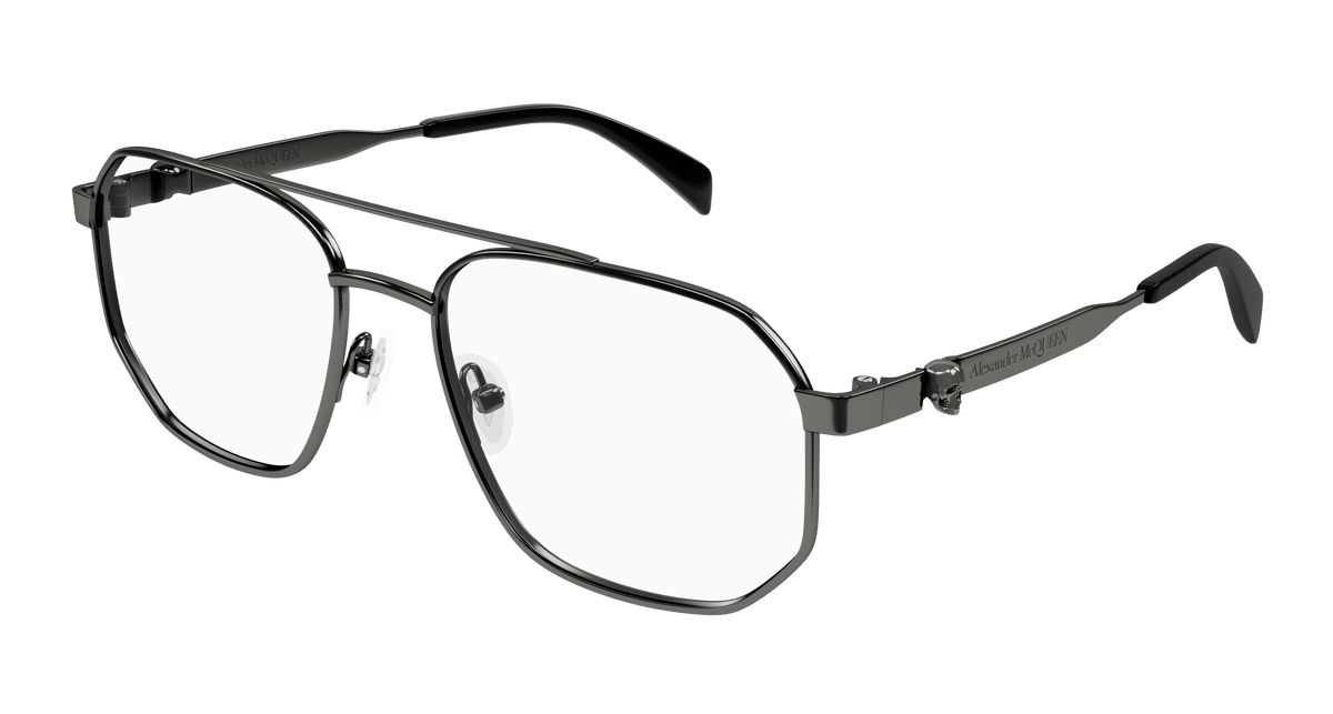Alexander McQueen AM0459O Eyeglasses - Gunmetal / Transparent (001)
