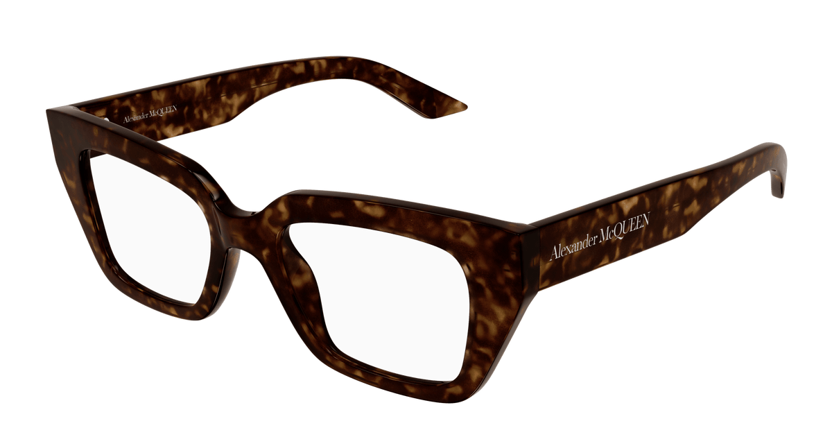 Alexander McQueen AM0453O Eyeglasses - Havana / Transparent (002)