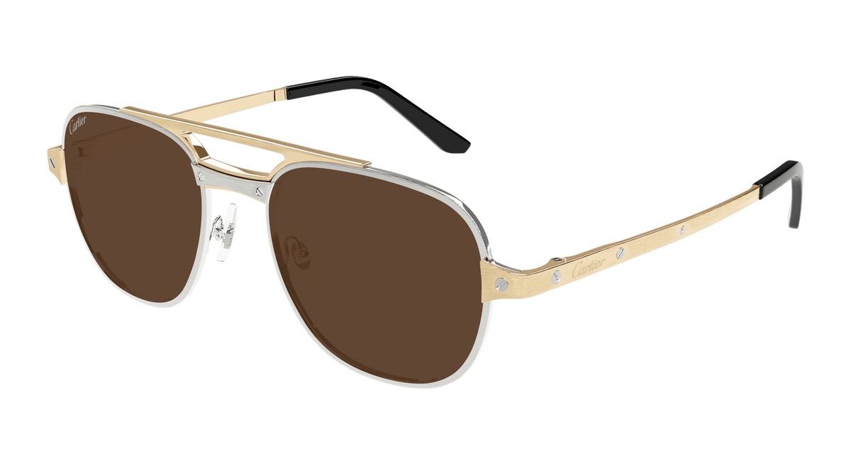 Cartier CT0477S Sunglasses - Silver / Brown (004)