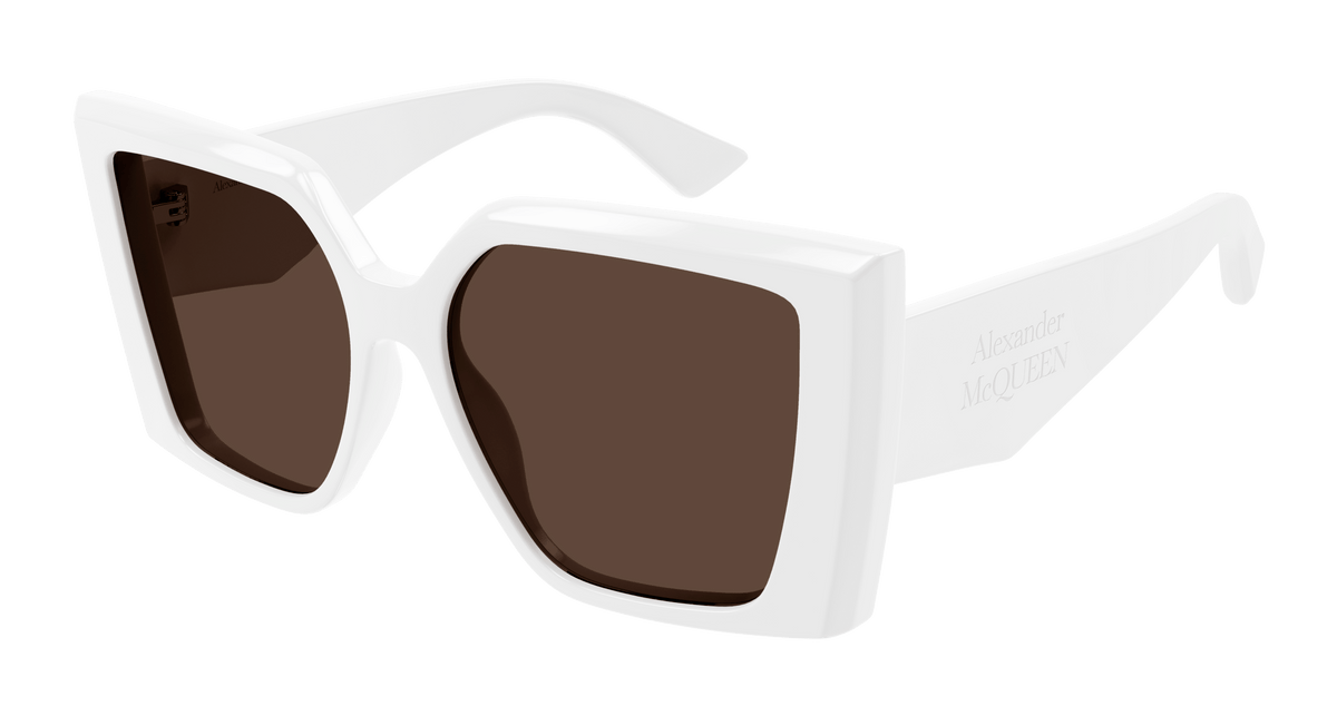 Alexander McQueen AM0467S Sunglasses - White / Brown (004)