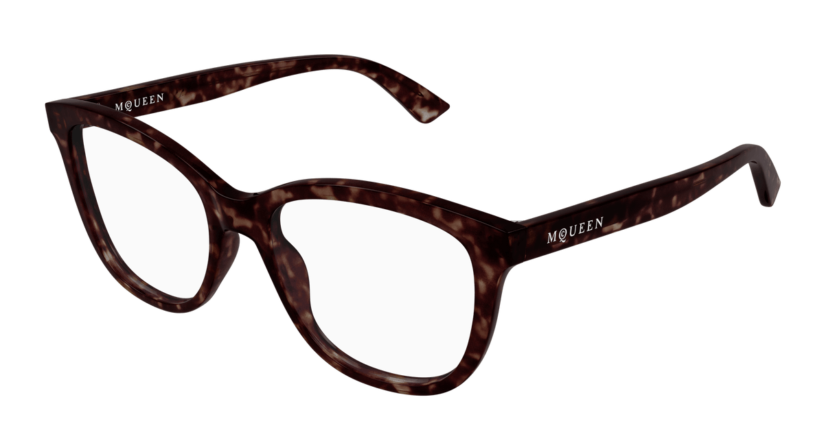 Alexander McQueen AM0487O Eyeglasses - Havana / Transparent (002)